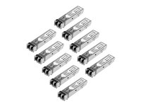 StarTech.com 10 pack HPE J4858C Compatible SFP Module, 1000BASE-SX, 1GbE Multi Mode (MMF) Fiber Optic Transceiver, 1 Gigabit Ethernet SFP, LC Connector, 550m, 850nm, DDM, HPE 1400, 1700, 1820 - Lifetime Warranty (J4858C10PKST) - SFP (mini-GBIC) transceivermodul (tilsvarer: HP J4858C) - 1GbE - 1000Base-SX - LC multimodus - opp til 550 m - 850 nm (en pakke 10) - for HPE 1700, 2610, 6120, Switch XL 10/100/1000; HPE Aruba 2530, 2930F 24, 2930F 48, 5406 J4858C10PKST
