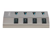 StarTech.com 4-Port Self-Powered USB-C Hub with Individual On/Off Switches, USB 3.0 5Gbps Expansion Hub w/Power Supply, Desktop/Laptop USB-C to USB-A Hub, 4x BC 1.2 (1.5A), USB Type C Hub - USB-C/A Host Cables (5G4AIBS-USB-HUB-EU) - Hub - 4 x USB 3.2 Gen 1 - stasjonær 5G4AIBS-USB-HUB-EU
