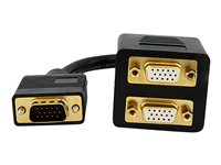StarTech.com 1 ft. VGA to VGA Splitter Cable - M/F Dual Monitor Video Cable Splitter (VGASPL1VV) - VGA-splitter - HD-15 (VGA) (hann) til HD-15 (VGA) (hunn) - 30 cm - svart - for P/N: DP2VGAMM6, DP2VGAMM6B, HD2VGAMM6, MXT101MM VGASPL1VV