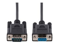 StarTech.com 3m RS232 Serial Null Modem Cable, Crossover Serial Cable w/Al-Mylar Shielding, DB9 Serial COM Port Cable Female to Male, Compatible w/DTE Devices - Tool-Less Design w/Thumbscrews, Black, F/M (9FMNM-3M-RS232-CABLE) - Null modem-kabel - DB-9 (hunn) til DB-9 (hann) - 3 m - overkrysning, tommelskruer, formstøpt - svart 9FMNM-3M-RS232-CABLE