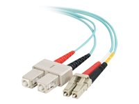 C2G LC-SC 10Gb 50/125 OM3 Duplex Multimode PVC Fiber Optic Cable (LSZH) - Nettverkskabel - SC flermodus (hann) til LC multimodus (hann) - 3 m - 3 m - fiberoptisk - dupleks - 50 / 125 mikroner - OM3 - halogenfri - akvamarin 85533