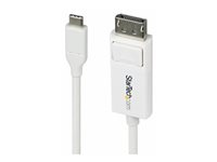StarTech.com 6.6ft (2m) USB C to DisplayPort 1.2 Cable, Bidirectional - DisplayPort-kabel - 24 pin USB-C (hann) til DisplayPort (hann) - Displayport 1.2/Thunderbolt - 1.9 m - 4K 60Hz støtte, toretnings, aktiv - hvit CDP2DP2MBW