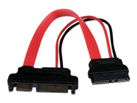 StarTech.com 6in Slimline SATA to SATA Adapter with Power - Slim SATA (F) to SATA (M) - Slimline Serial ATA to SATA (SLSATAADAP6) - SATA-adapter - Serial ATA 150/300/600 - Slimline SATA (hunn) til SATA-kombo (hann) - rød SLSATAADAP6
