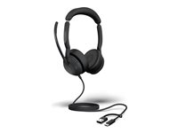 Jabra Evolve2 50 MS Stereo - Hodesett - on-ear - trådløs, kablet - aktiv støydemping - USB-C, USB-A - Certified for Microsoft Teams 25089-999-799