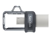 SanDisk Ultra Dual M3.0 - USB-flashstasjon - 256 GB - USB 3.0 / micro USB SDDD3-256G-G46